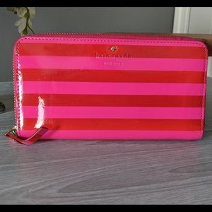 Kate Spade Wallet Red & Pink Striped Wallet